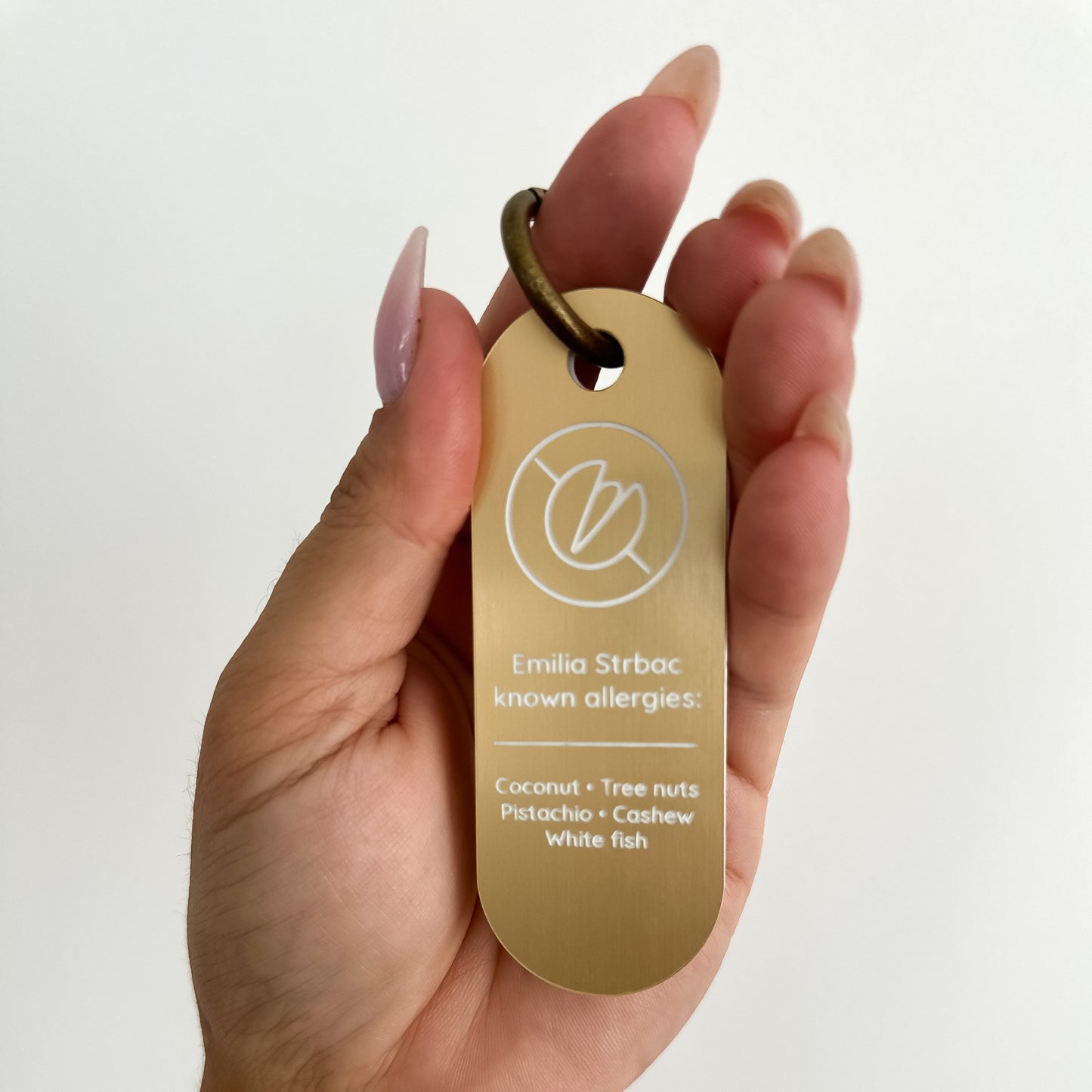 Long Oval Allergy Tag | Medical Alert | Custom Key or Bag Tag
