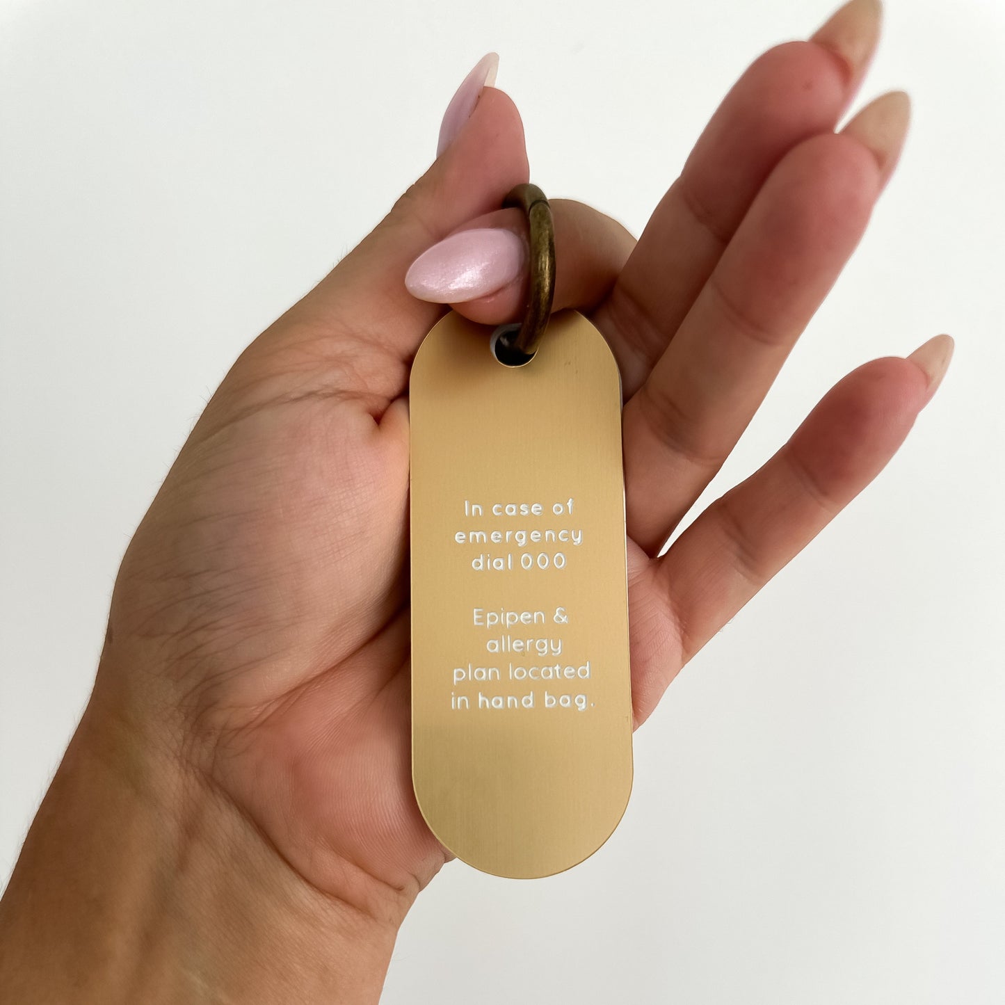 Long Oval Allergy Tag | Medical Alert | Custom Key or Bag Tag