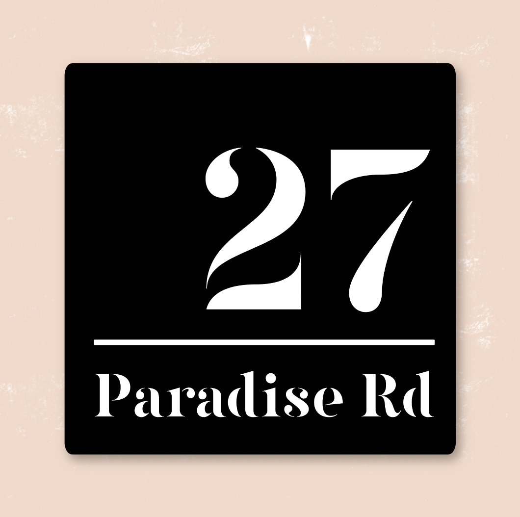 Square House Sign | Numeral & Street Name