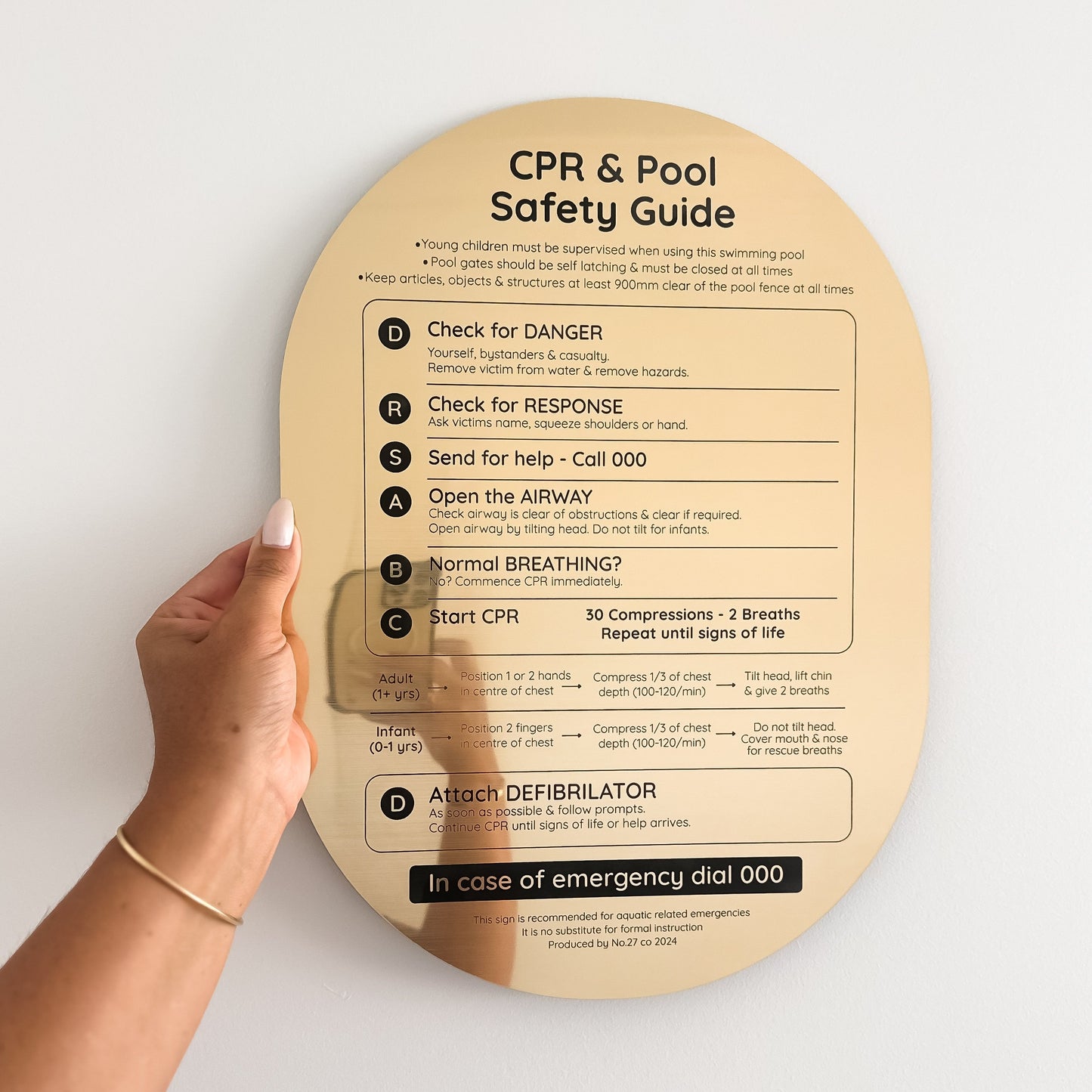 Oval Pool Safety CPR Sign
