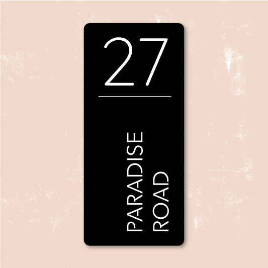 Vertical Rectangle House Sign | Numeral & Street Name